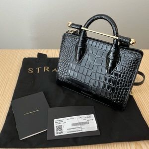 Strathberry Nano Tote in Black Croc